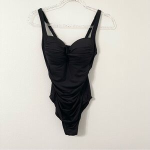 Bond-EyeOne Piece Swimsuit Solid BLACK Ruching US Size 6